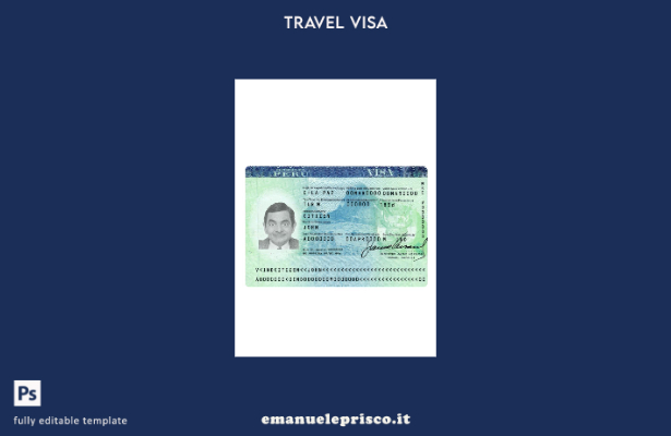 modello di visto turistico per il Perù in stile verificato